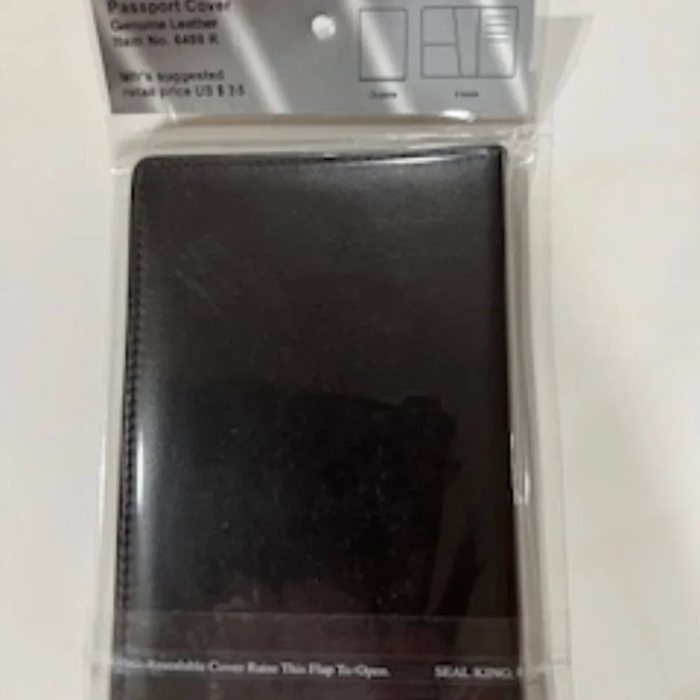 Winn International Passport Holder Case Cowhide Napa Leather Black
